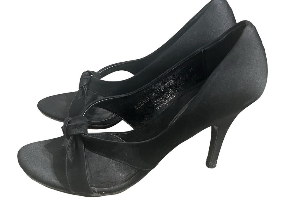 Kenneth Cole Women's Black Satin Open Toe Dressy Formal Pumps SIZE 7